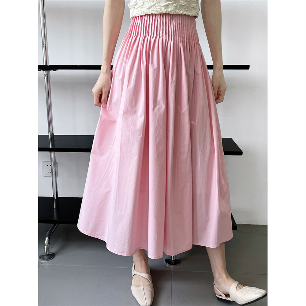 Buy Women's High Waist Knee Length Skirts Pleated Flared Skirts with Bow  Pink,M at Amazon.in